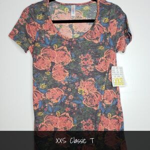 LuLaRoe Classic Tee XXS Roses Floral NEW